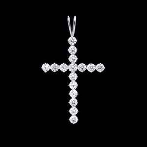 1ct Created Diamond Cross Pendant Real 14k White Gold Crucifix Charm